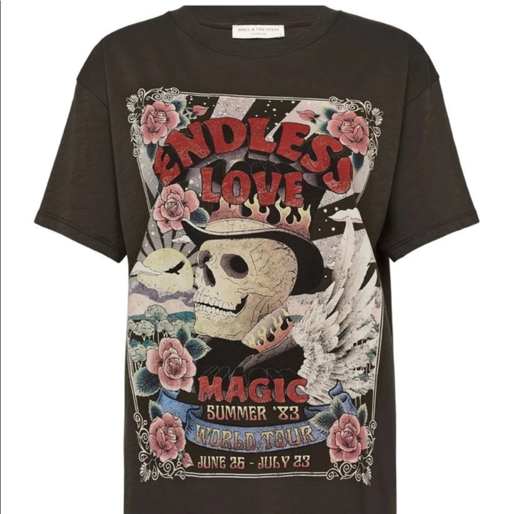 SPELL AND GYPSY ENDLESS LOVE ORGANIC BIKER TEE - Picture 1 of 6
